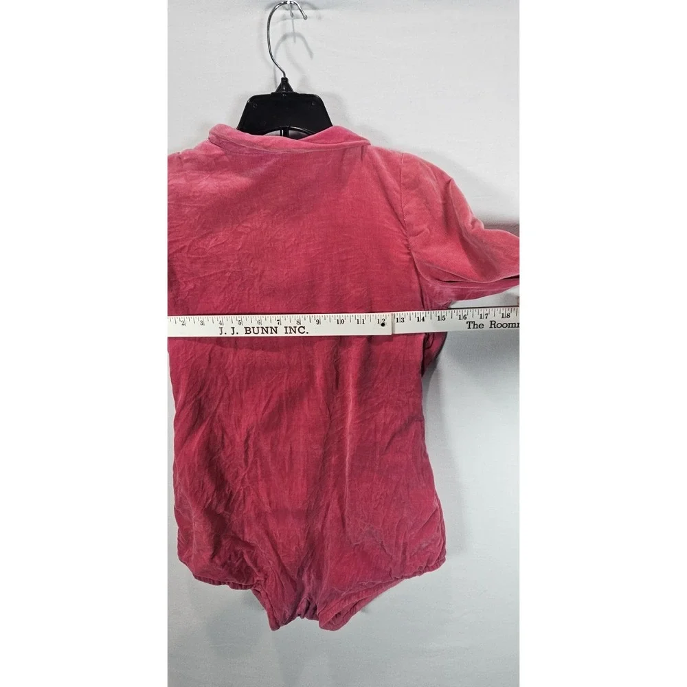 Vintage Pink Crushed Velvet Dance‎ Leotard 3/4 Sleeve Recital